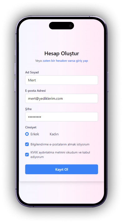Üyeliği oluştur.